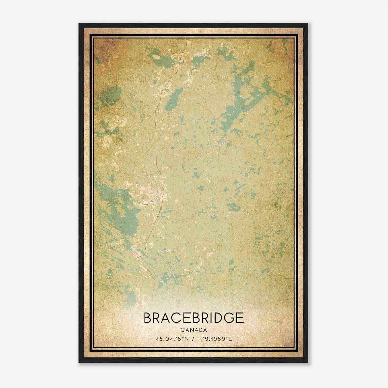 Vintage Bracebridge Canada Map Poster, Bracebridge City Road Wall Art Print Vintage Bracebridge Canada Map Poster, Bracebridge City Road Wall Art Print