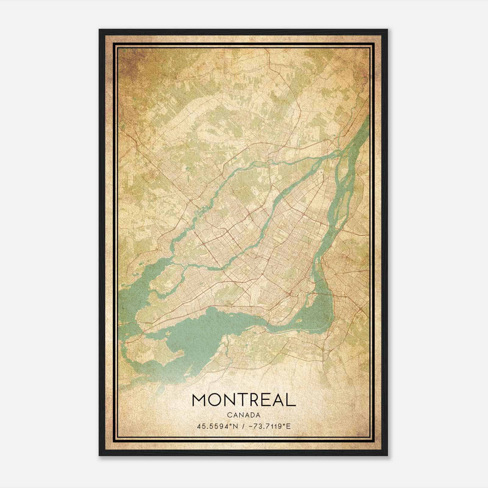Vintage Montreal Canada Map Poster, Montreal City Road Wall Art Print