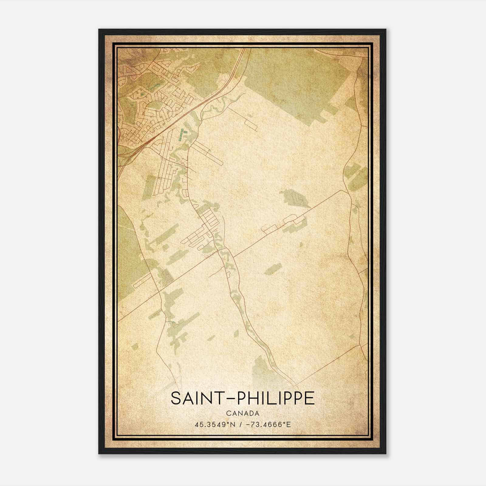 Vintage Saint-Philippe Canada Map Poster, Saint-Philippe City Road Wall Art Print