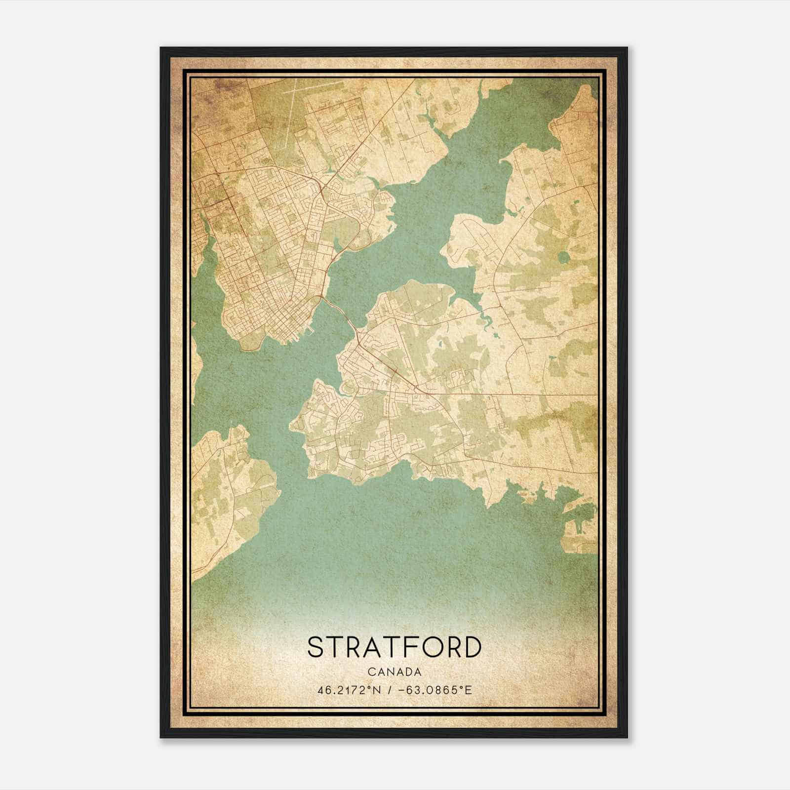 Vintage Stratford Canada Map Poster, Stratford City Road Wall Art Print