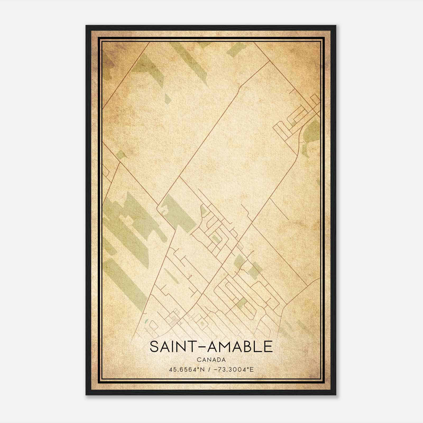 Vintage Saint-Amable Canada Map Poster, Saint-Amable City Road Wall Art Print