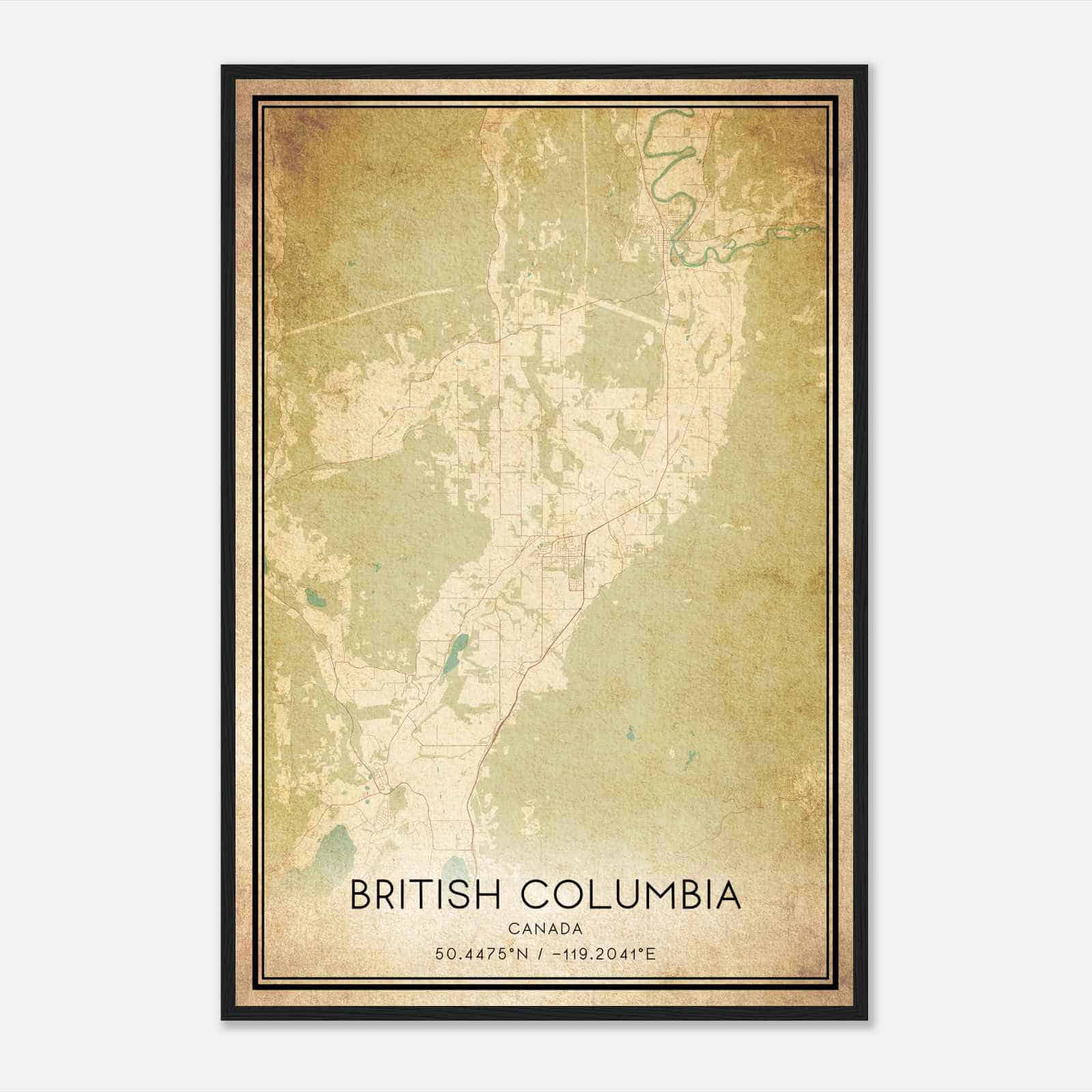 Vintage Spallumcheen Canada Map Poster, Spallumcheen City Road Wall Art Print