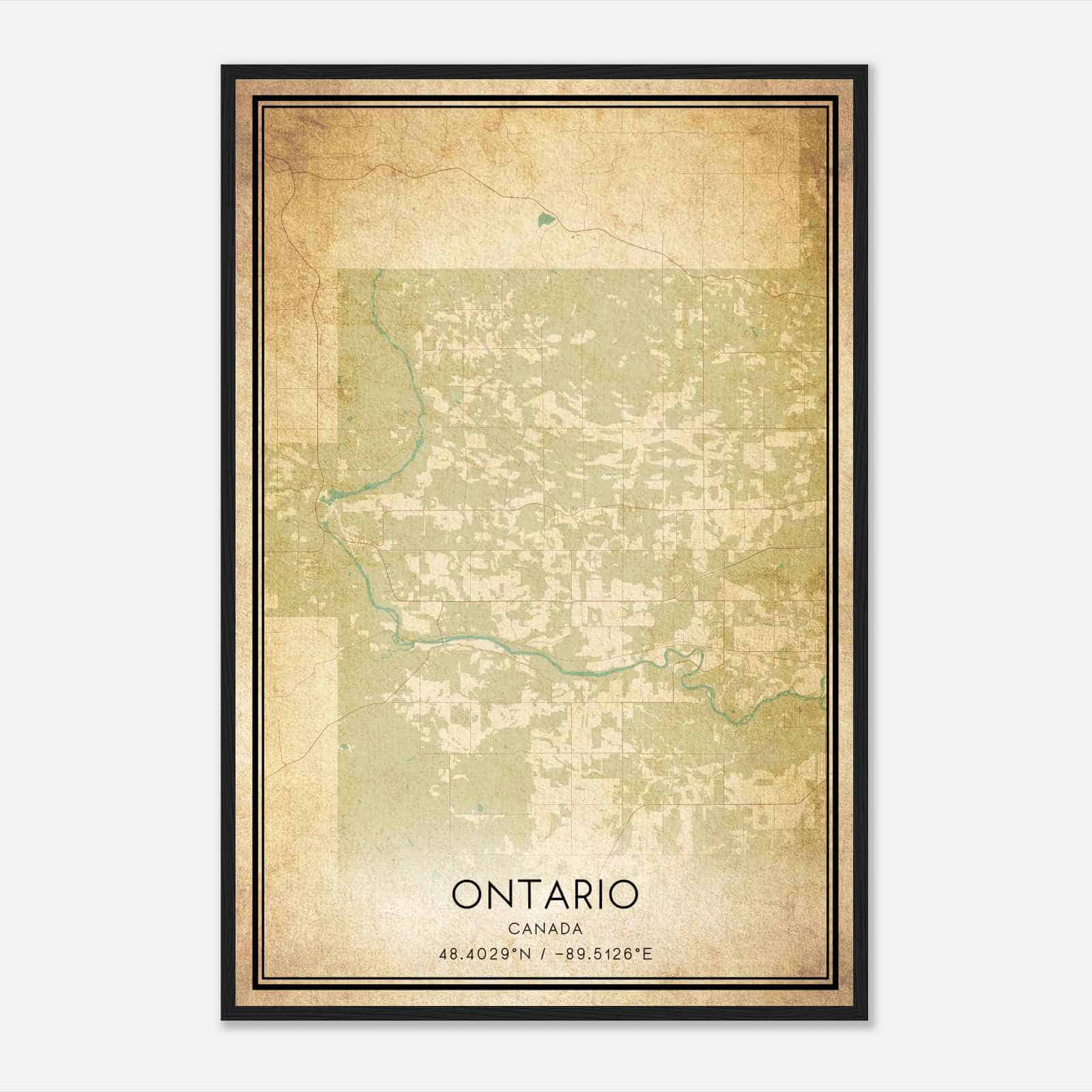 Vintage Oliver Paipoonge Canada Map Poster, Oliver Paipoonge City Road Wall Art Print