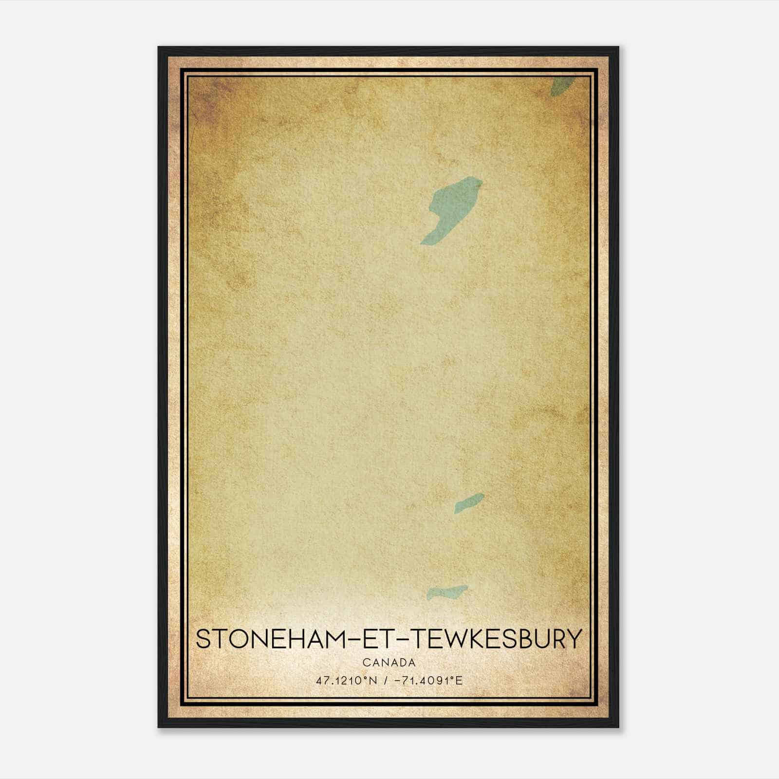 Vintage Stoneham-et-Tewkesbury Canada Map Poster, Stoneham-et-Tewkesbury City Road Wall Art Print