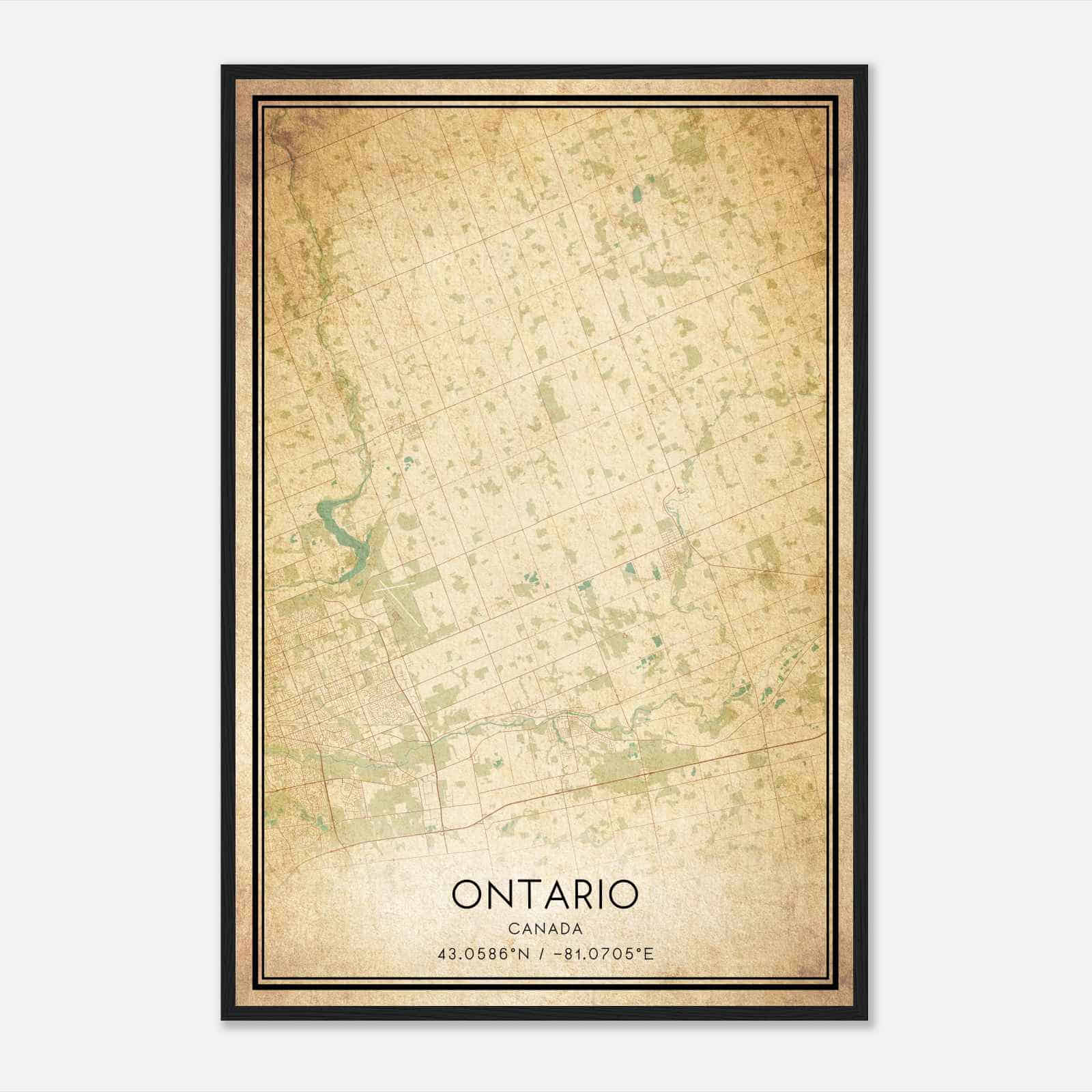 Vintage Thames Centre Canada Map Poster, Thames Centre City Road Wall Art Print