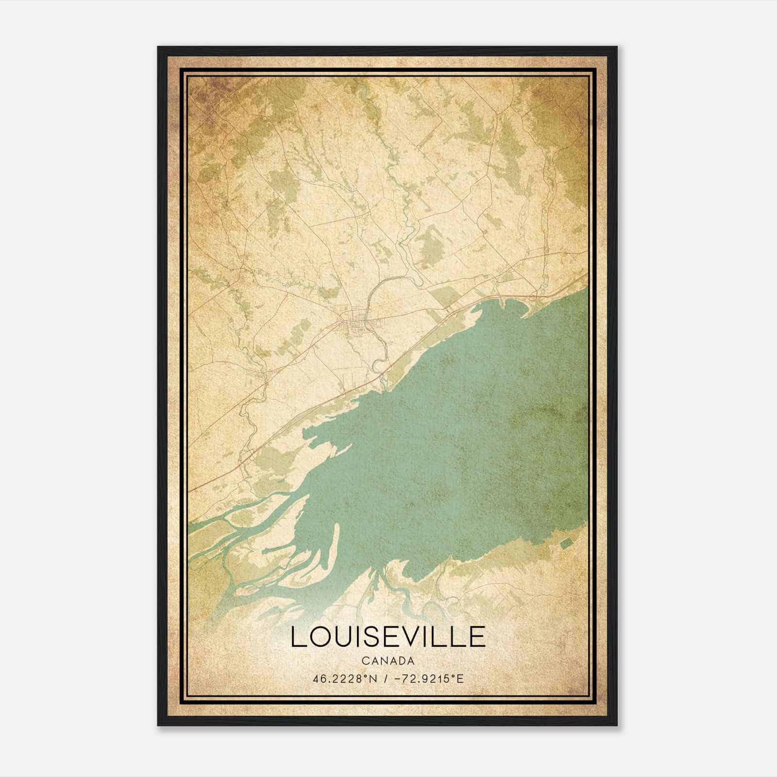Vintage Louiseville Canada Map Poster, Louiseville City Road Wall Art Print