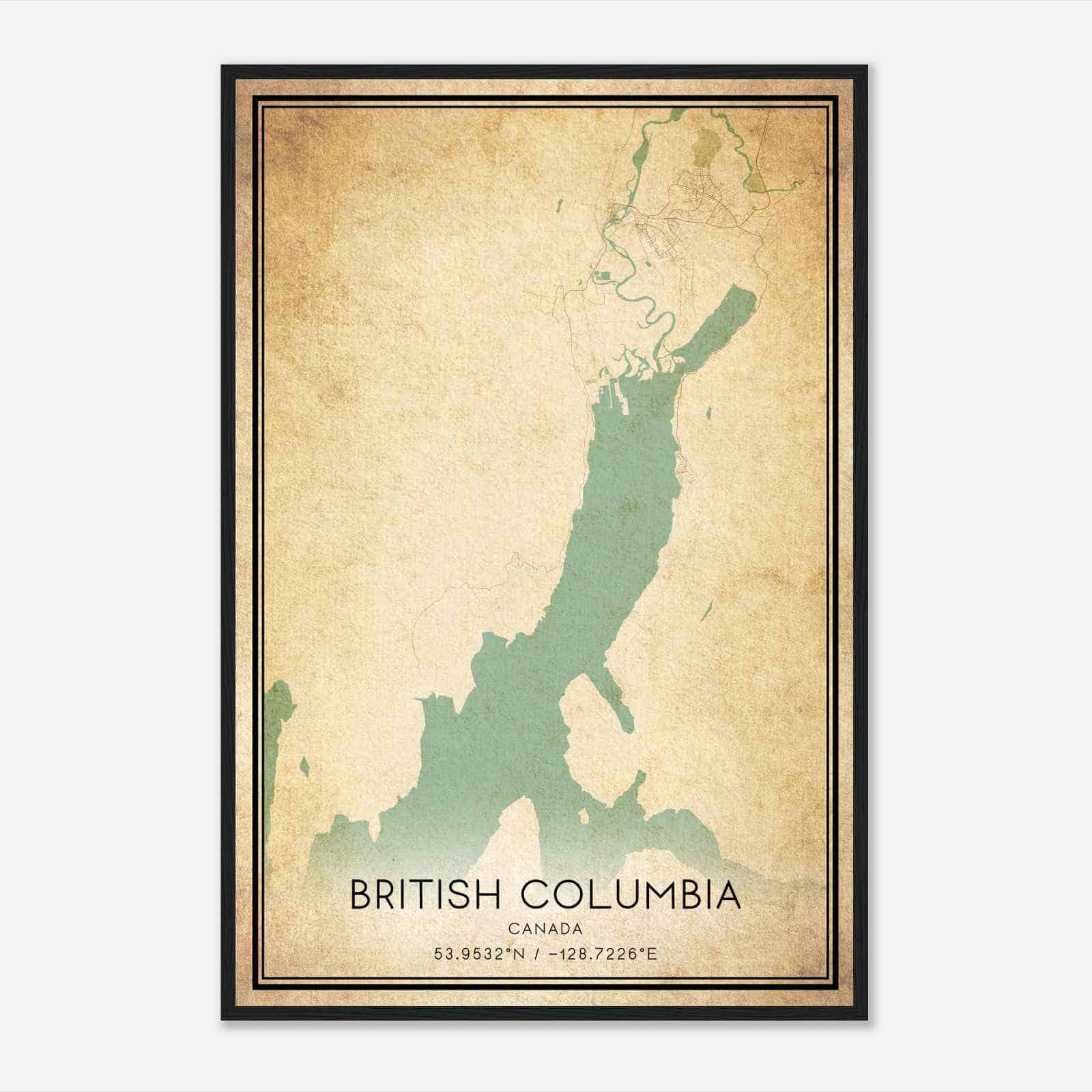 Vintage Kitimat Canada Map Poster, Kitimat City Road Wall Art Print