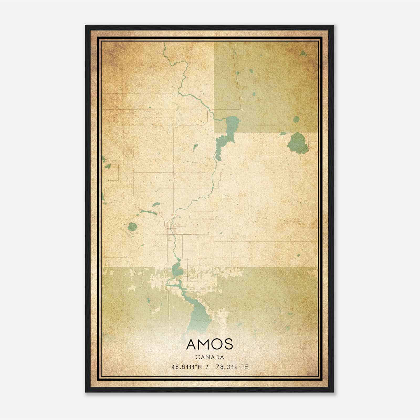 Vintage Amos Canada Map Poster, Amos City Road Wall Art Print Vintage Amos Canada Map Poster, Amos City Road Wall Art Print