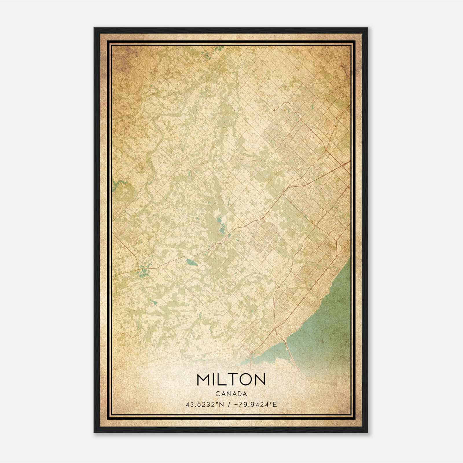 Vintage Milton Canada Map Poster, Milton City Road Wall Art Print