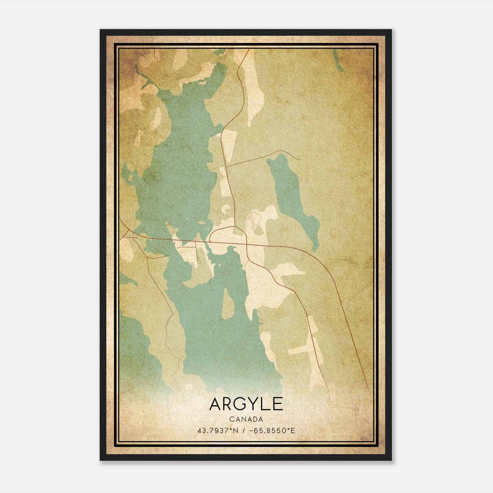 Vintage Argyle Canada Map Poster, Argyle City Road Wall Art Print Vintage Argyle Canada Map Poster, Argyle City Road Wall Art Print