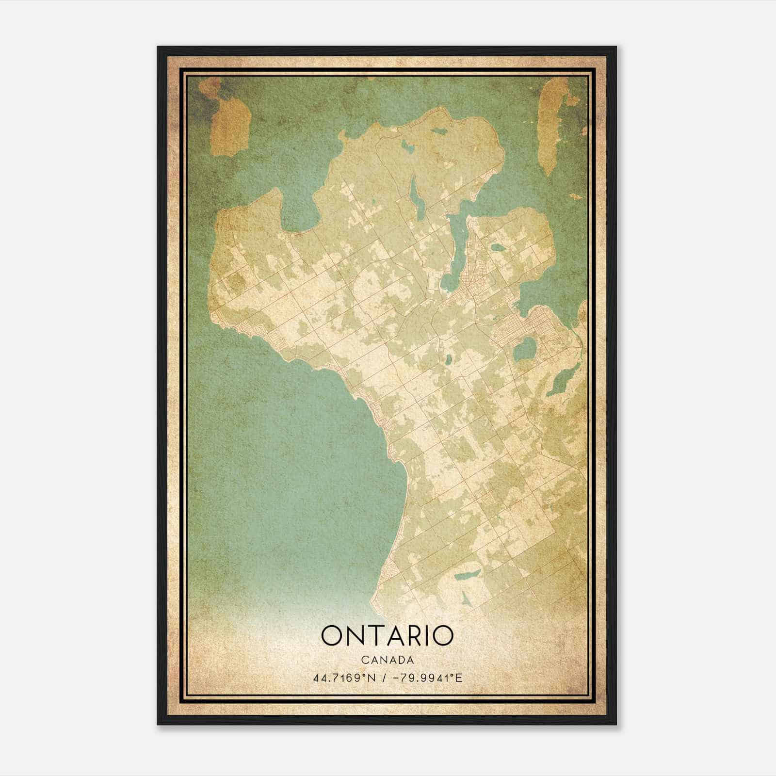 Vintage Tiny Canada Map Poster, Tiny City Road Wall Art Print
