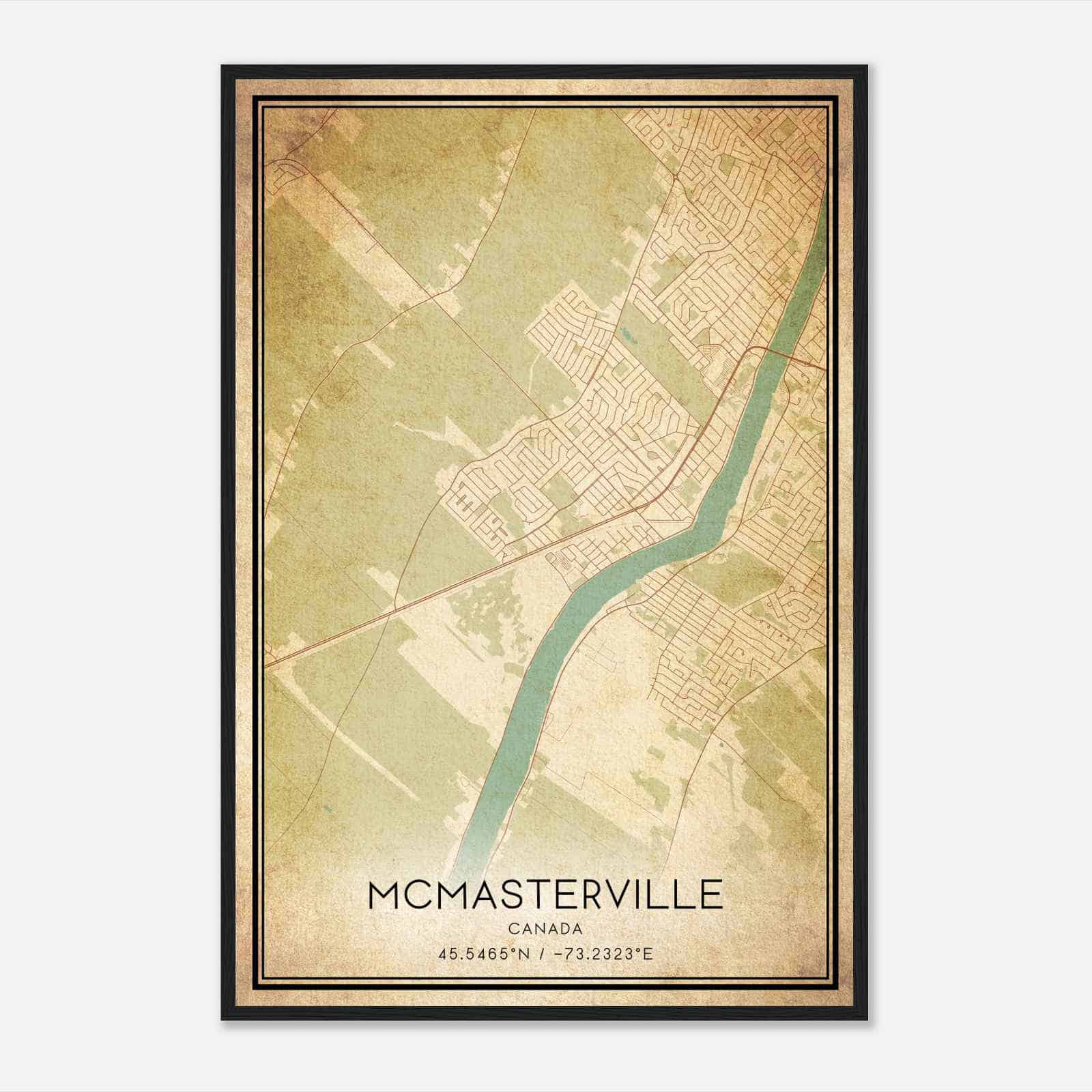 Vintage McMasterville Canada Map Poster, McMasterville City Road Wall Art Print