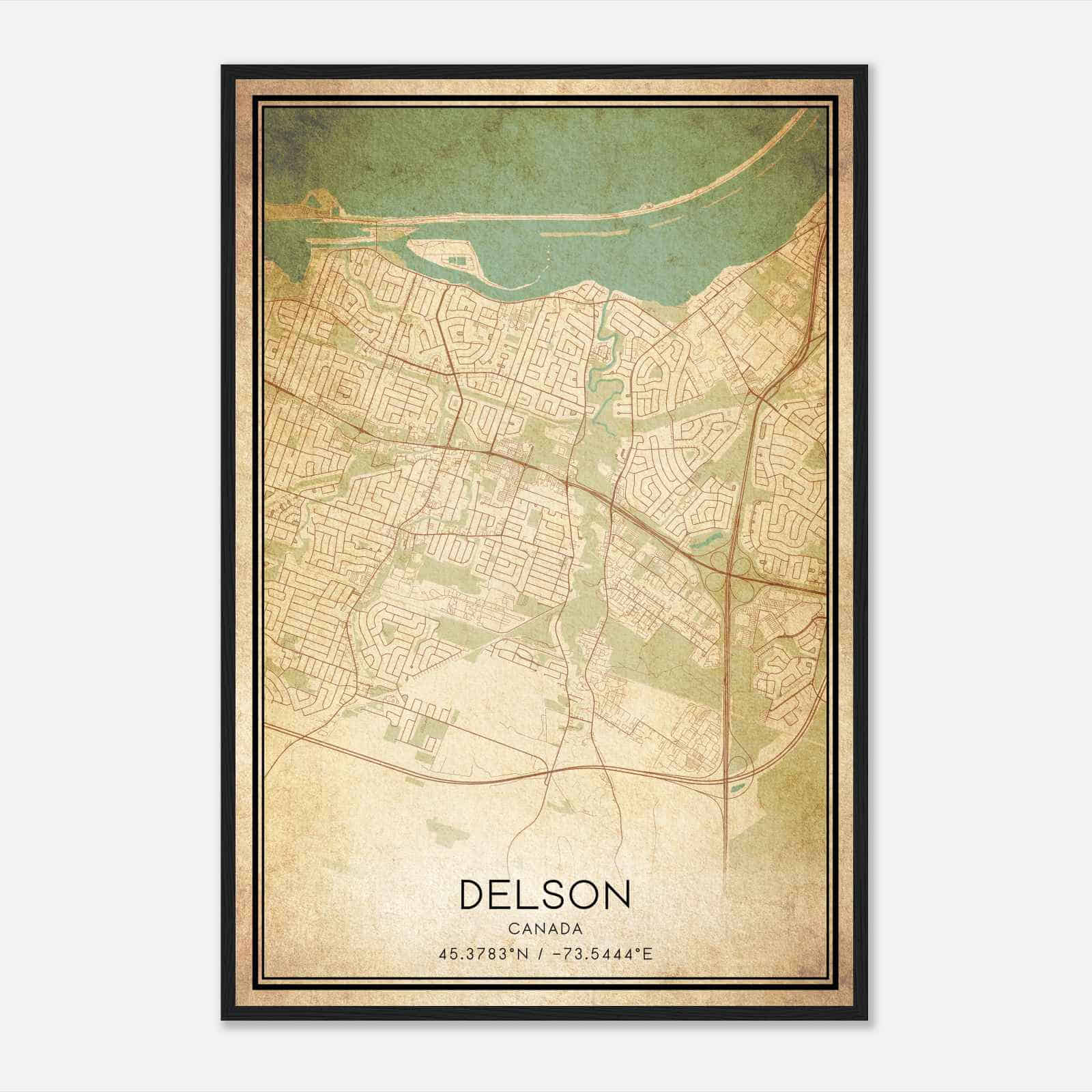 Vintage Delson Canada Map Poster, Delson City Road Wall Art Print Vintage Delson Canada Map Poster, Delson City Road Wall Art Print