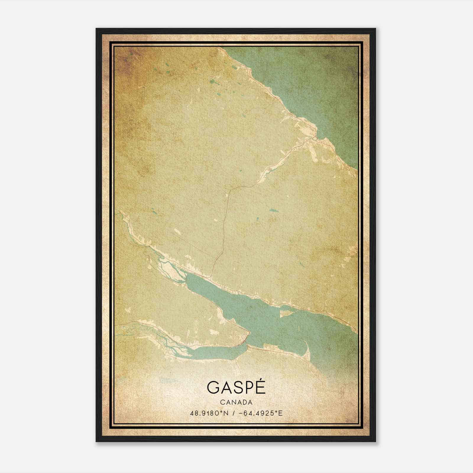 Vintage Gaspe Canada Map Poster, Gaspe City Road Wall Art Print Vintage Gaspe Canada Map Poster, Gaspe City Road Wall Art Print