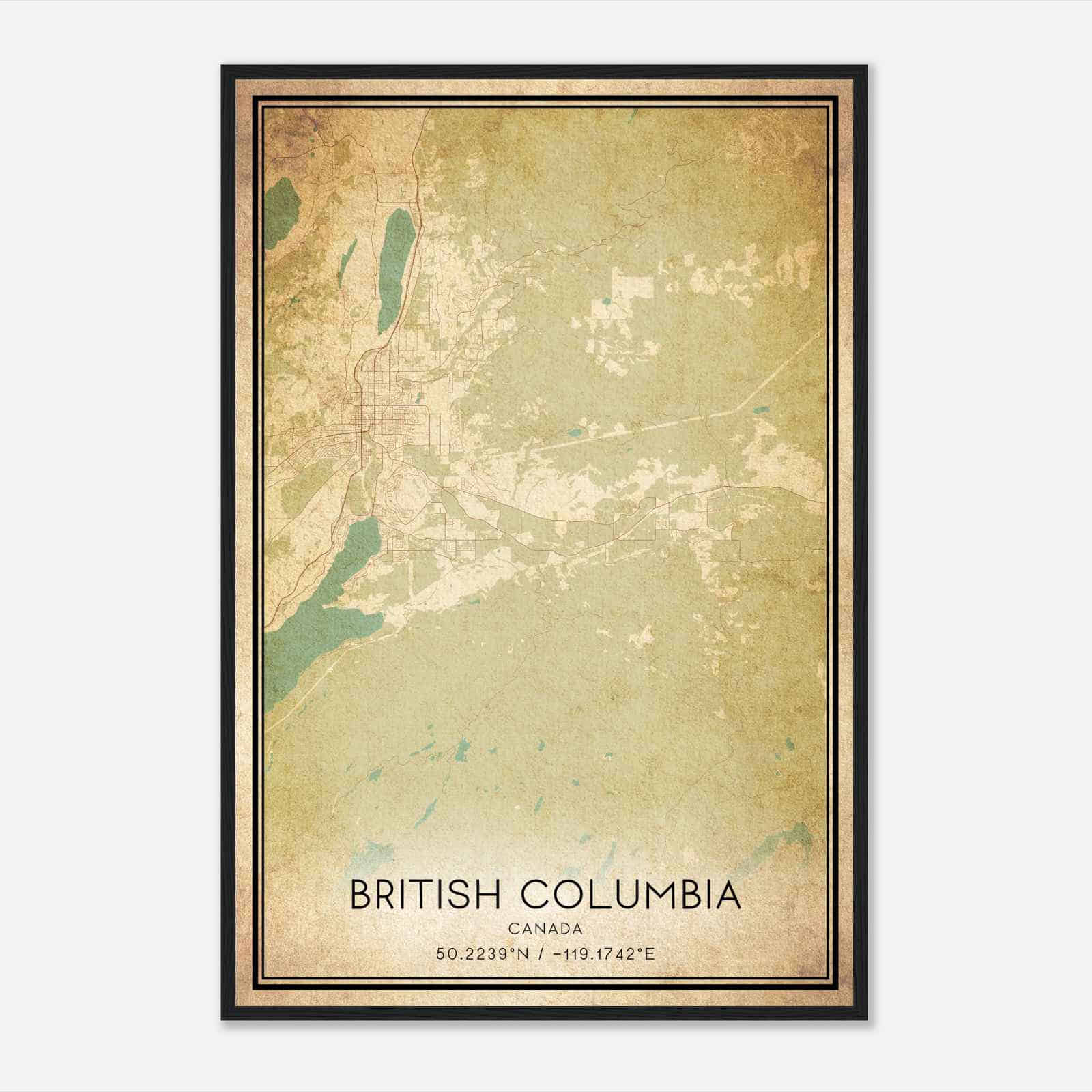 Vintage Coldstream Canada Map Poster, Coldstream City Road Wall Art Print