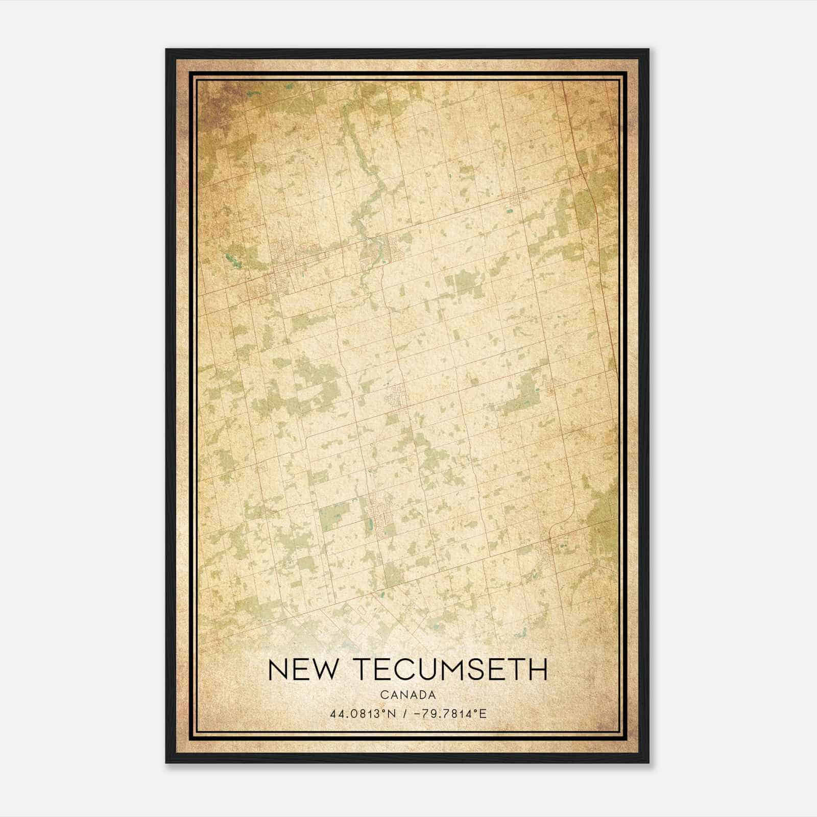 Vintage New Tecumseth Canada Map Poster, New Tecumseth City Road Wall Art Print