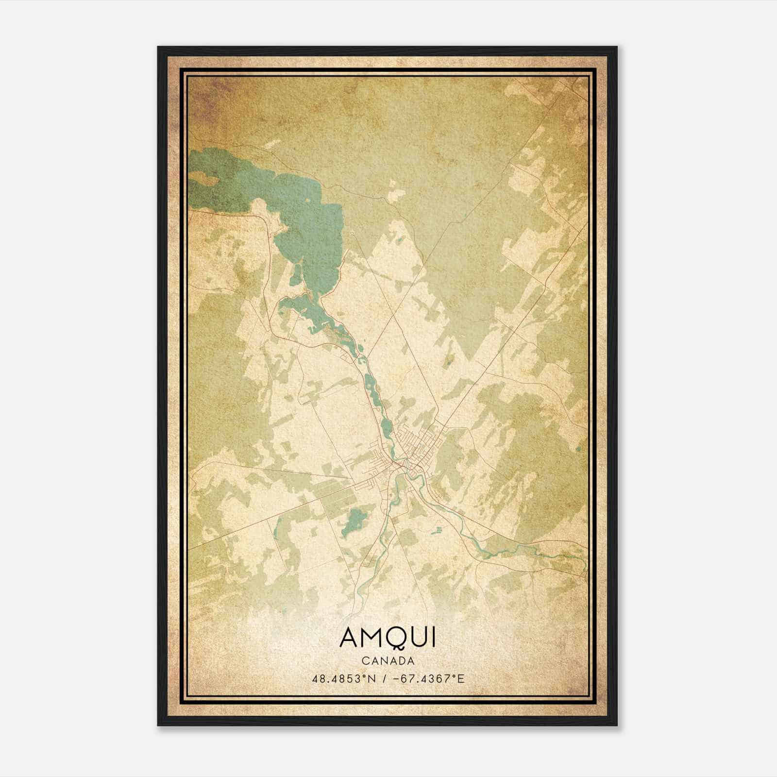 Vintage Amqui Canada Map Poster, Amqui City Road Wall Art Print Vintage Amqui Canada Map Poster, Amqui City Road Wall Art Print