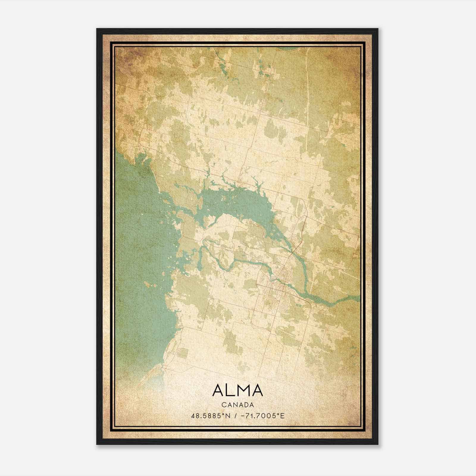 Vintage Alma Canada Map Poster, Alma City Road Wall Art Print