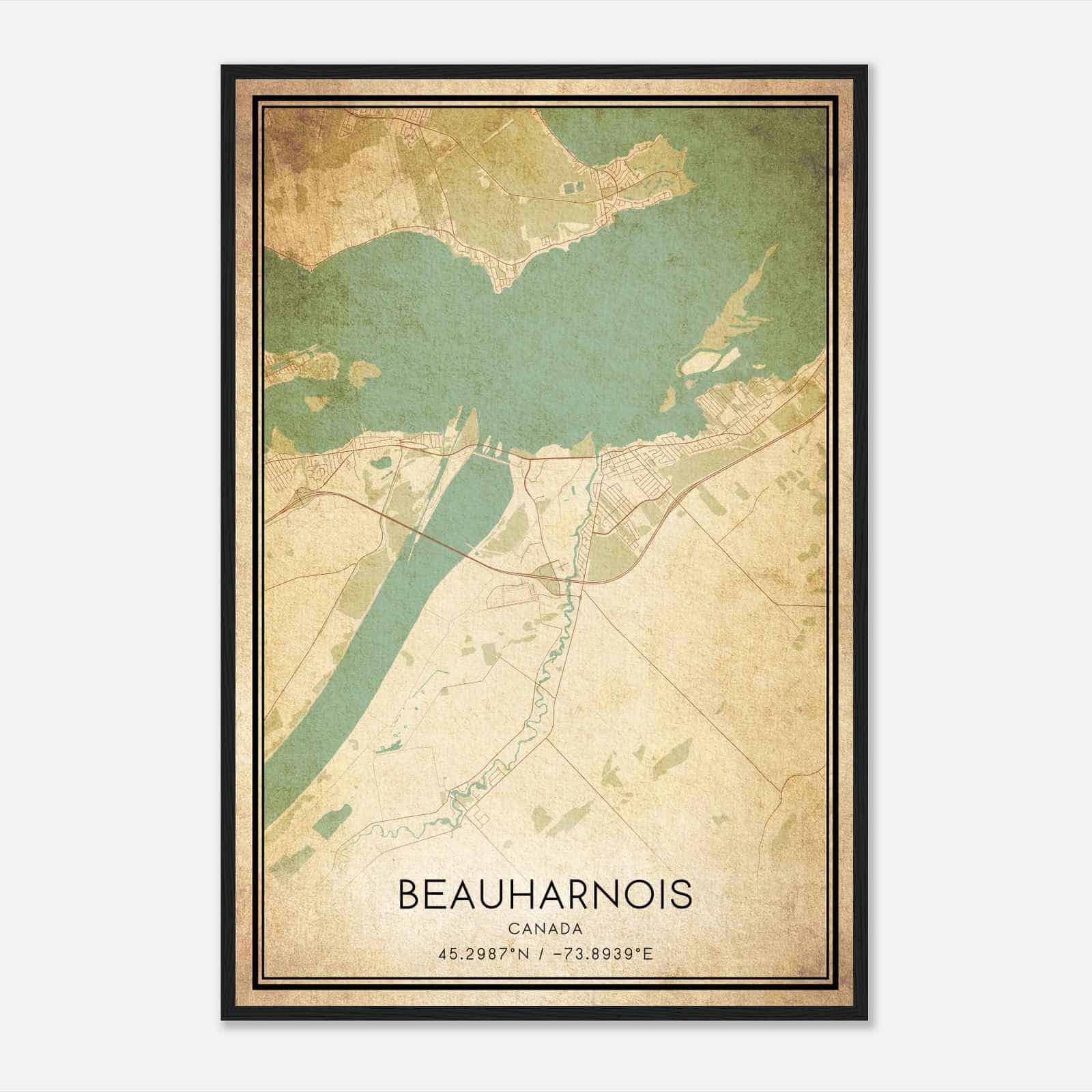 Vintage Beauharnois Canada Map Poster, Beauharnois City Road Wall Art Print Vintage Beauharnois Canada Map Poster, Beauharnois City Road Wall Art Print