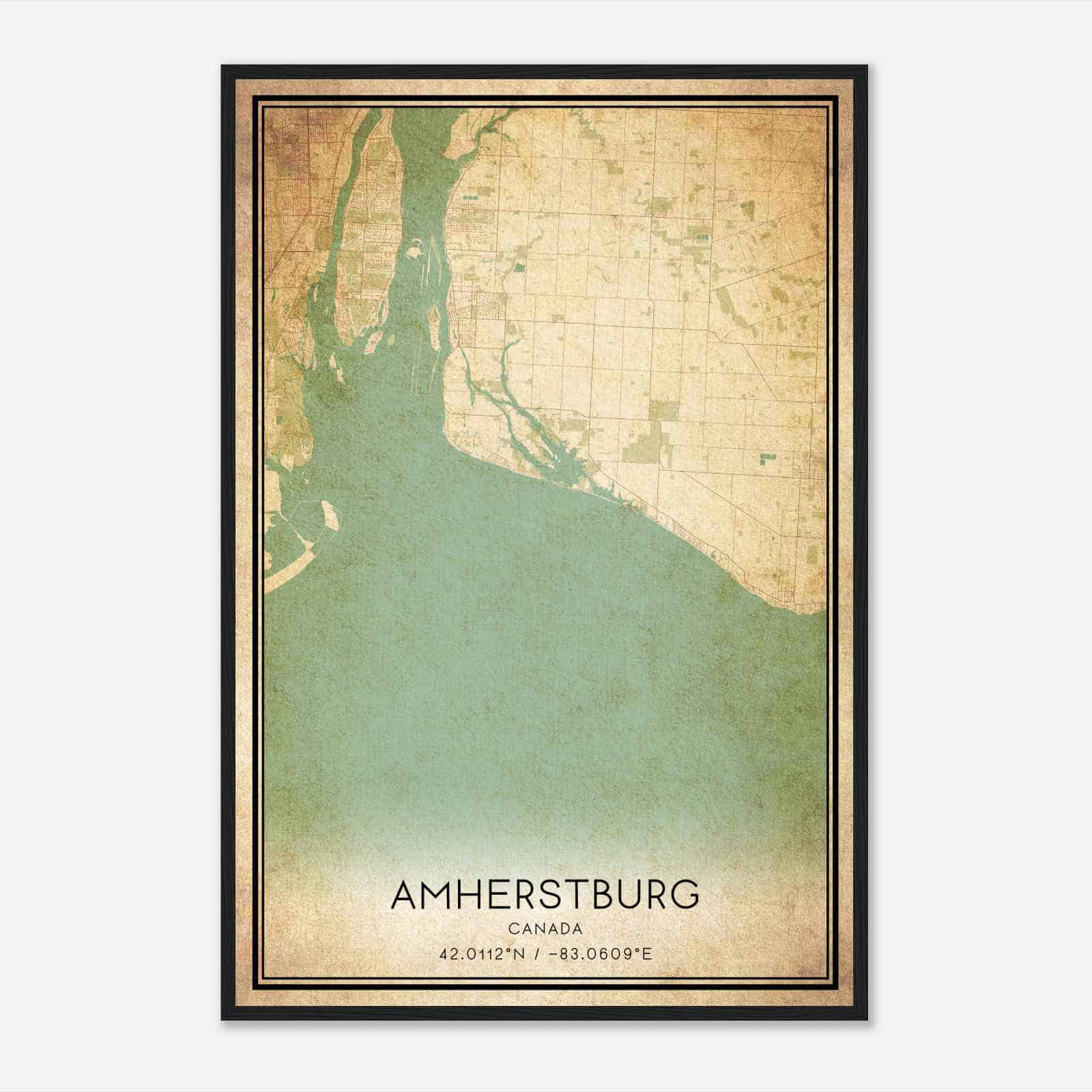 Vintage Amherstburg Canada Map Poster, Amherstburg City Road Wall Art Print Vintage Amherstburg Canada Map Poster, Amherstburg City Road Wall Art Print
