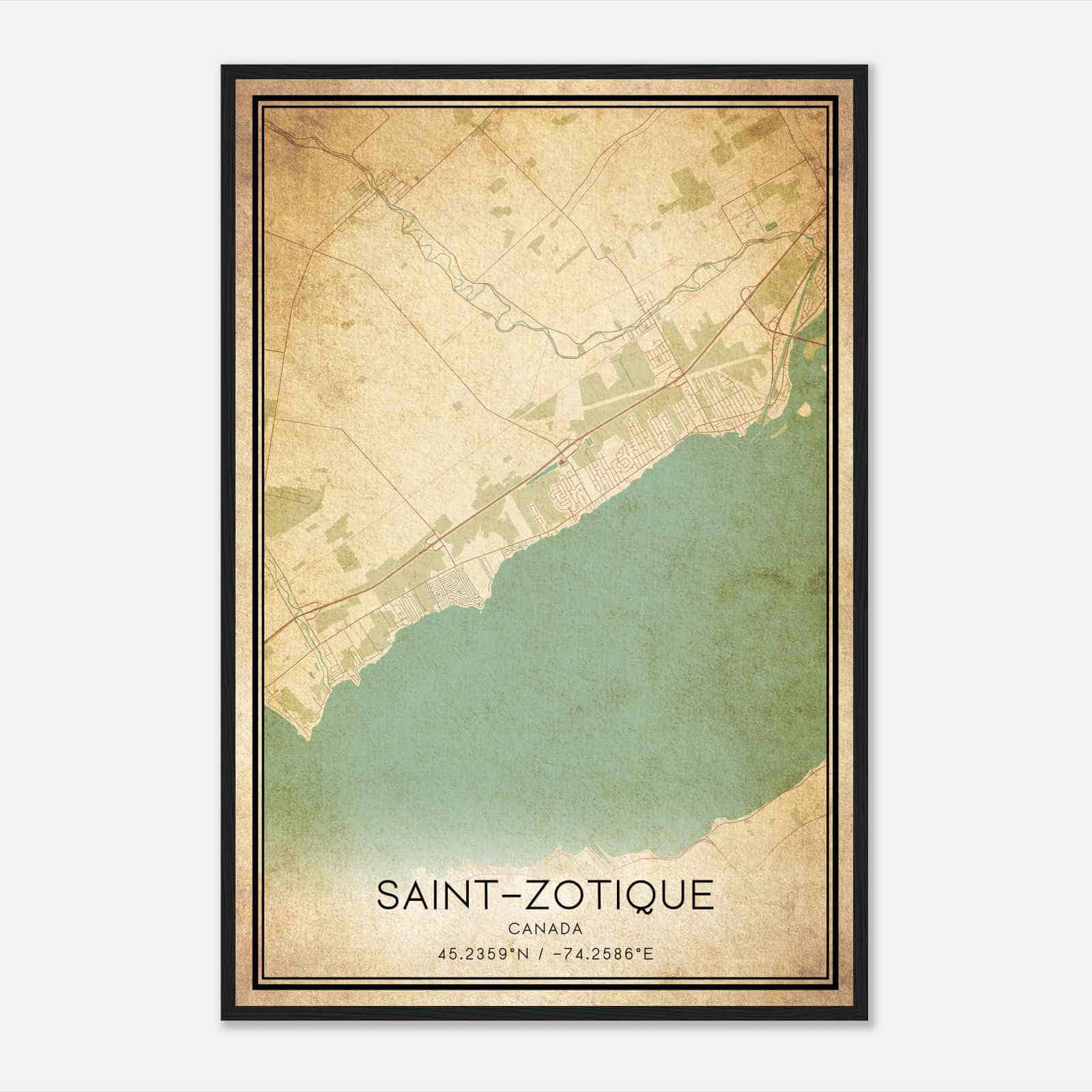 Vintage Saint-Zotique Canada Map Poster, Saint-Zotique City Road Wall Art Print