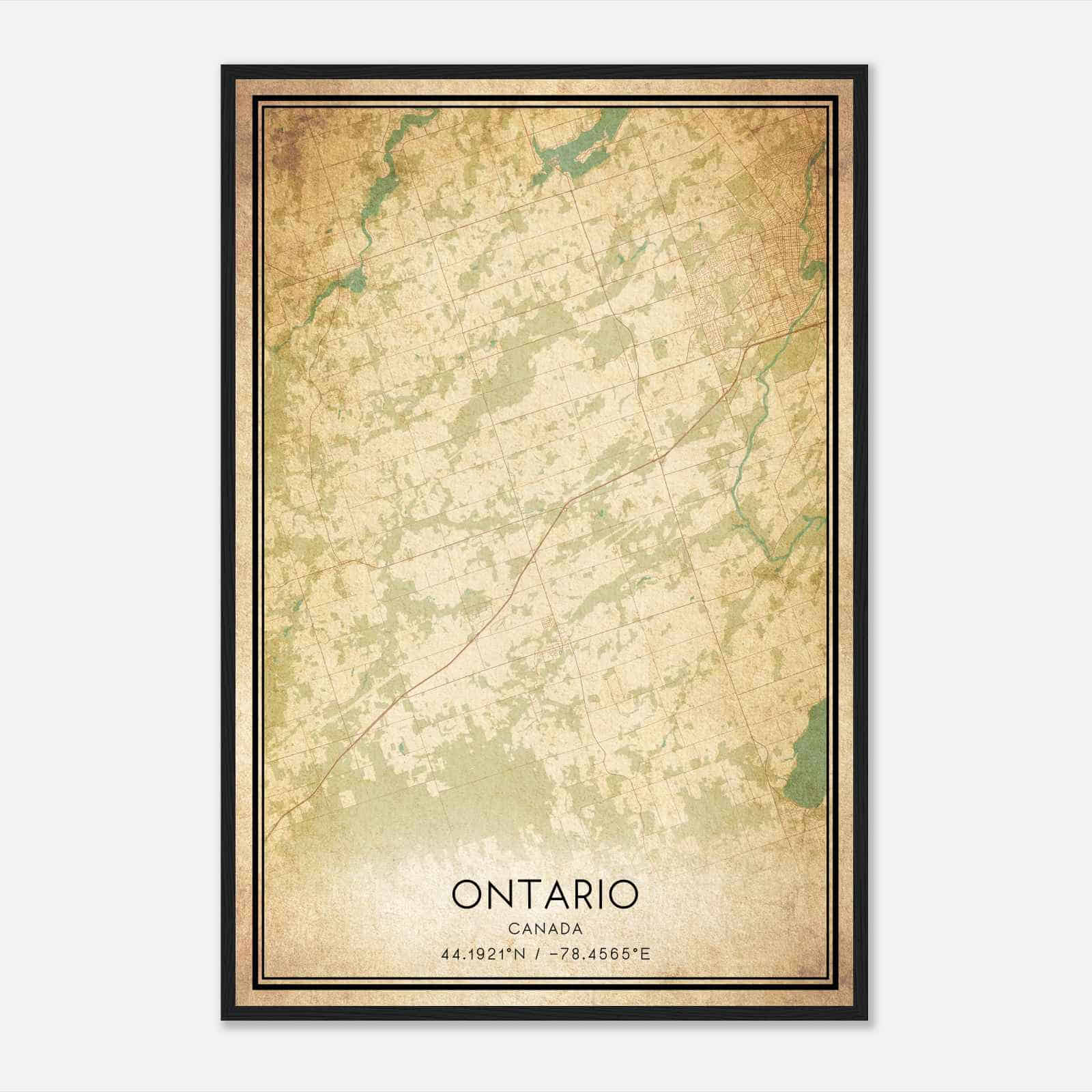 Vintage Cavan Monaghan Canada Map Poster, Cavan Monaghan City Road Wall Art Print