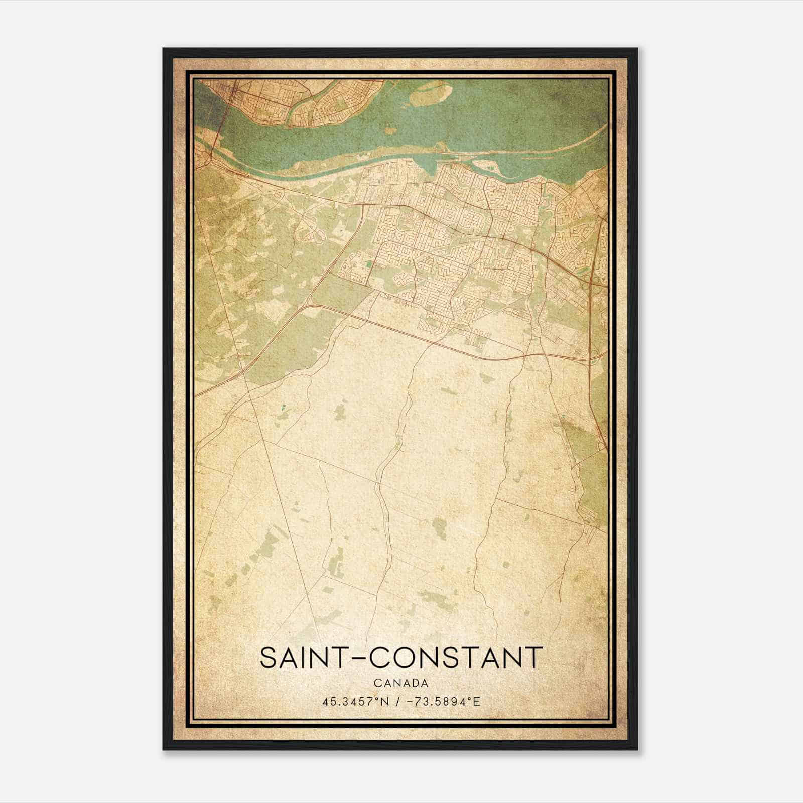 Vintage Saint-Constant Canada Map Poster, Saint-Constant City Road Wall Art Print