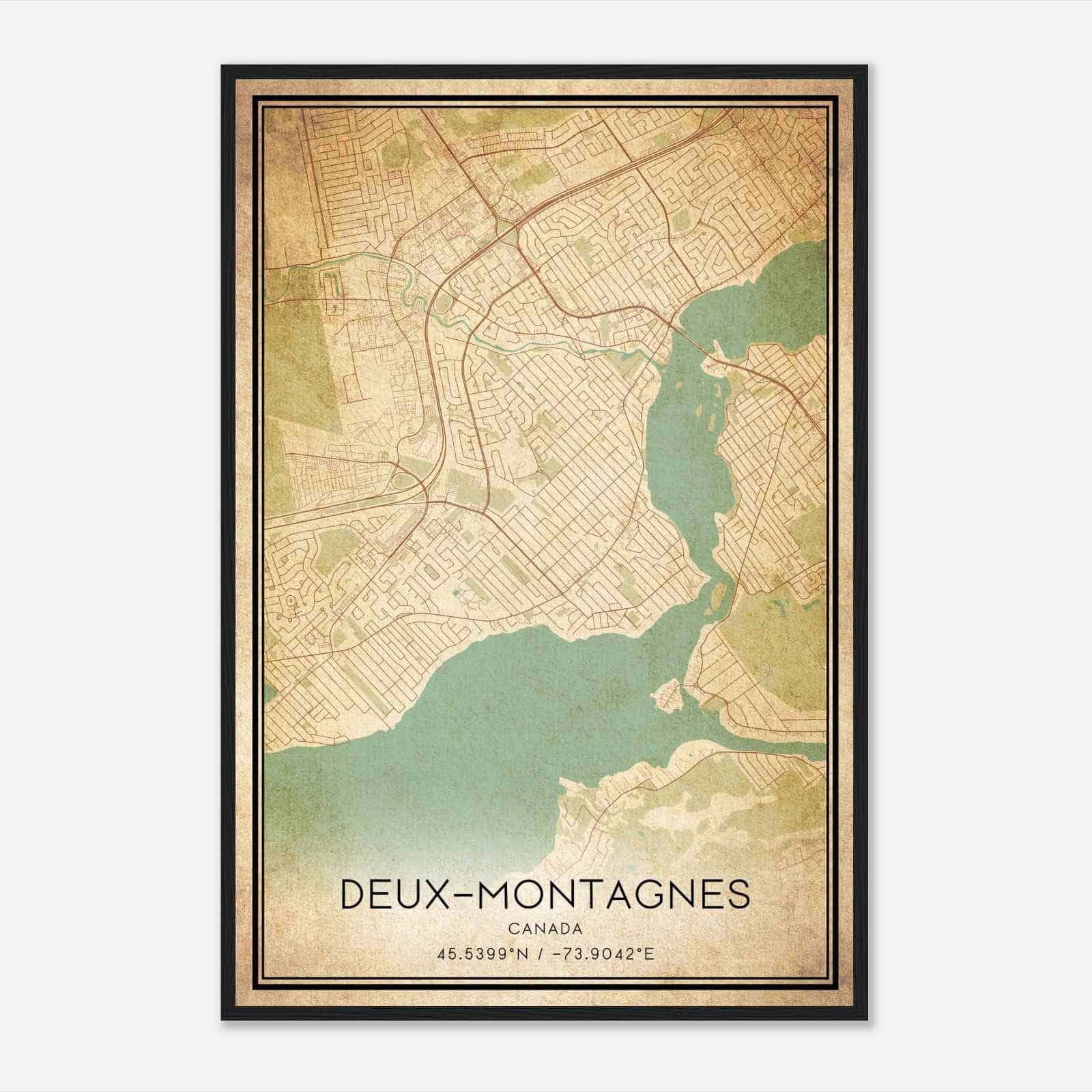 Vintage Deux-Montagnes Canada Map Poster, Deux-Montagnes City Road Wall Art Print Vintage Deux-Montagnes Canada Map Poster, Deux-Montagnes City Road Wall Art Print