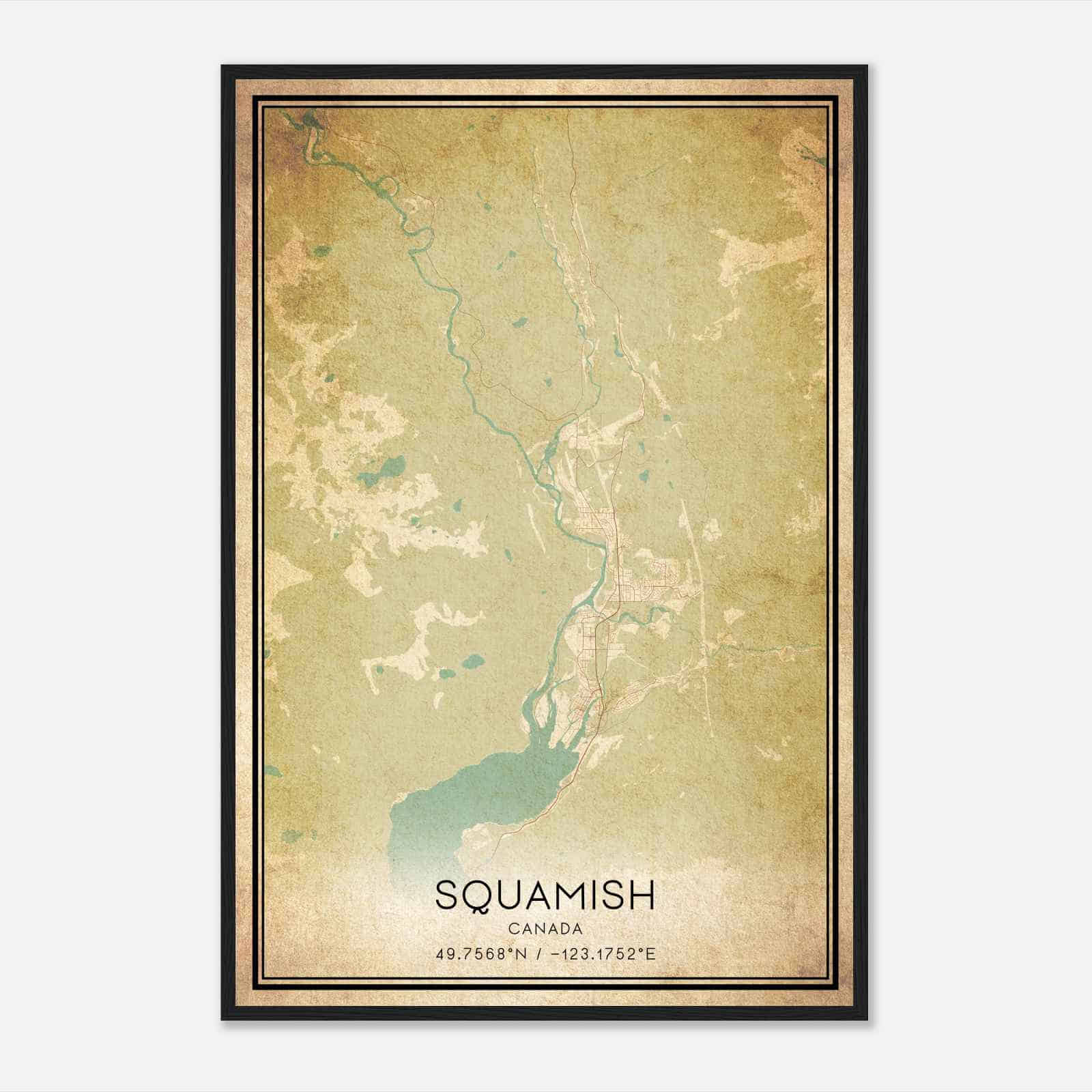 Vintage Squamish Canada Map Poster, Squamish City Road Wall Art Print