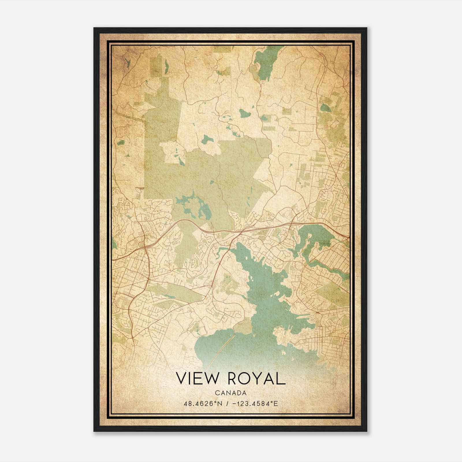 Vintage View Royal Canada Map Poster, View Royal City Road Wall Art Print