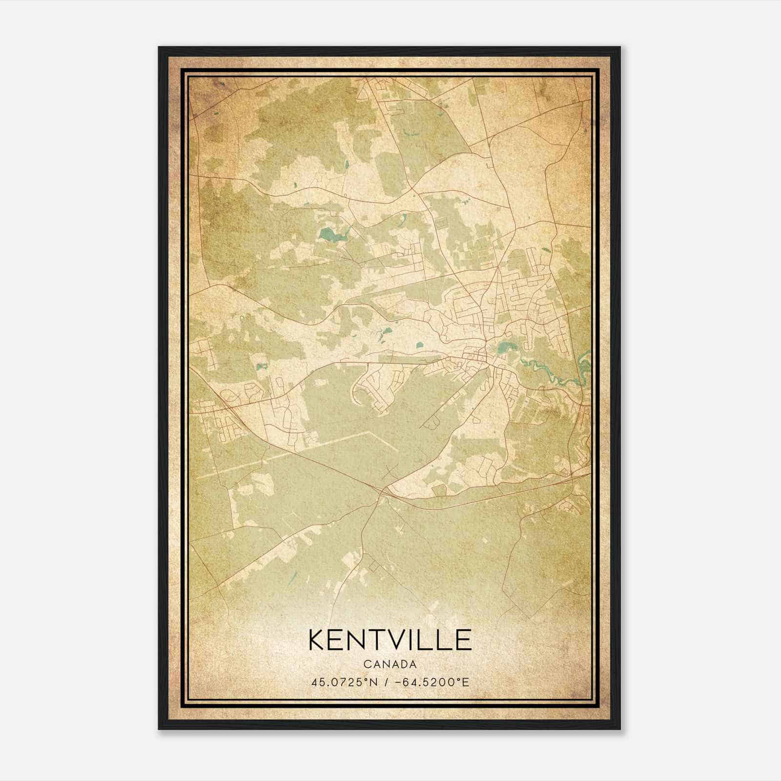 Vintage Kentville Canada Map Poster, Kentville City Road Wall Art Print Vintage Kentville Canada Map Poster, Kentville City Road Wall Art Print