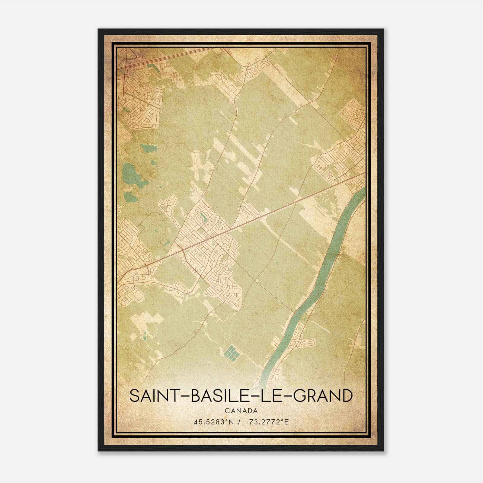 Vintage Saint-Basile-le-Grand Canada Map Poster, Saint-Basile-le-Grand City Road Wall Art Print