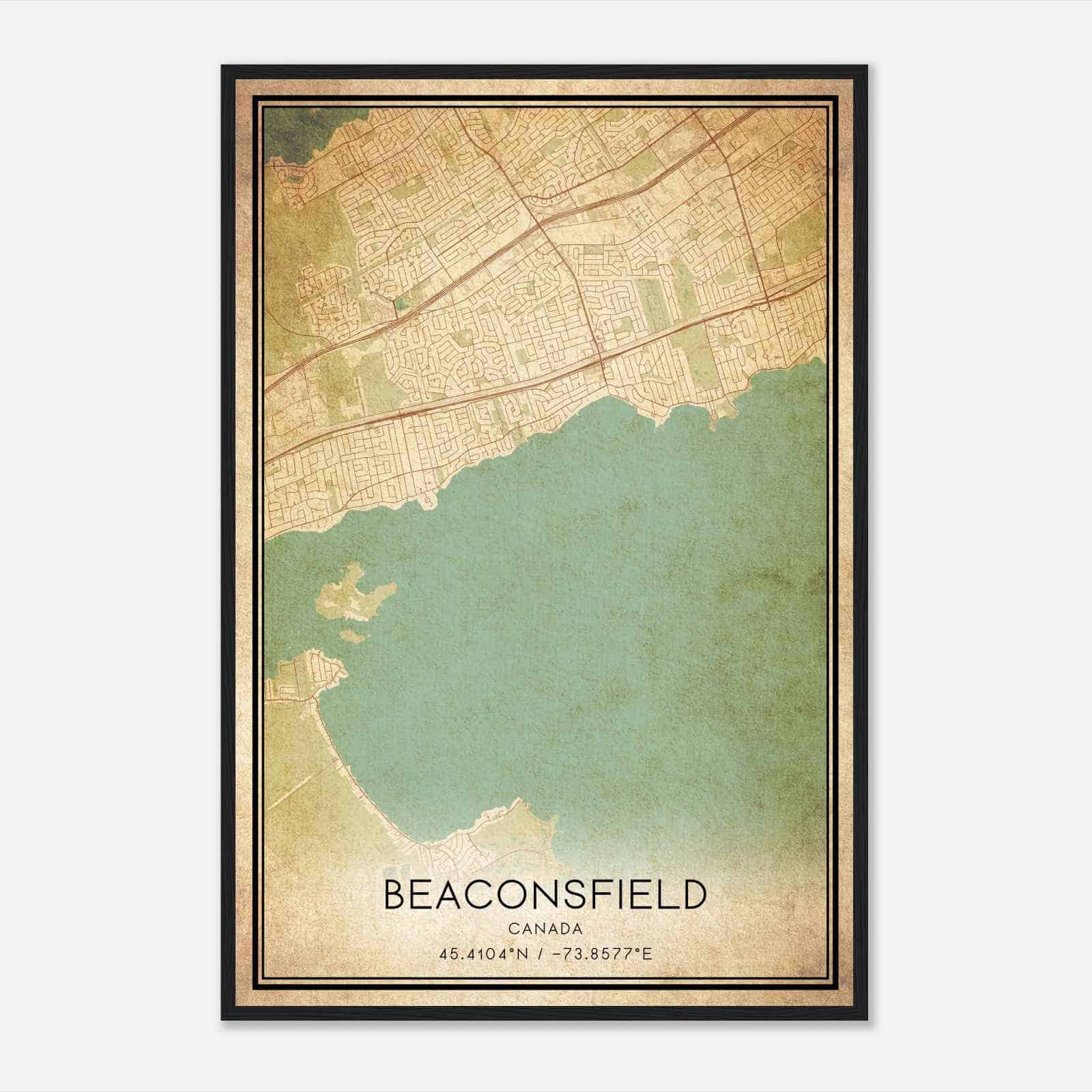 Vintage Beaconsfield Canada Map Poster, Beaconsfield City Road Wall Art Print Vintage Beaconsfield Canada Map Poster, Beaconsfield City Road Wall Art Print