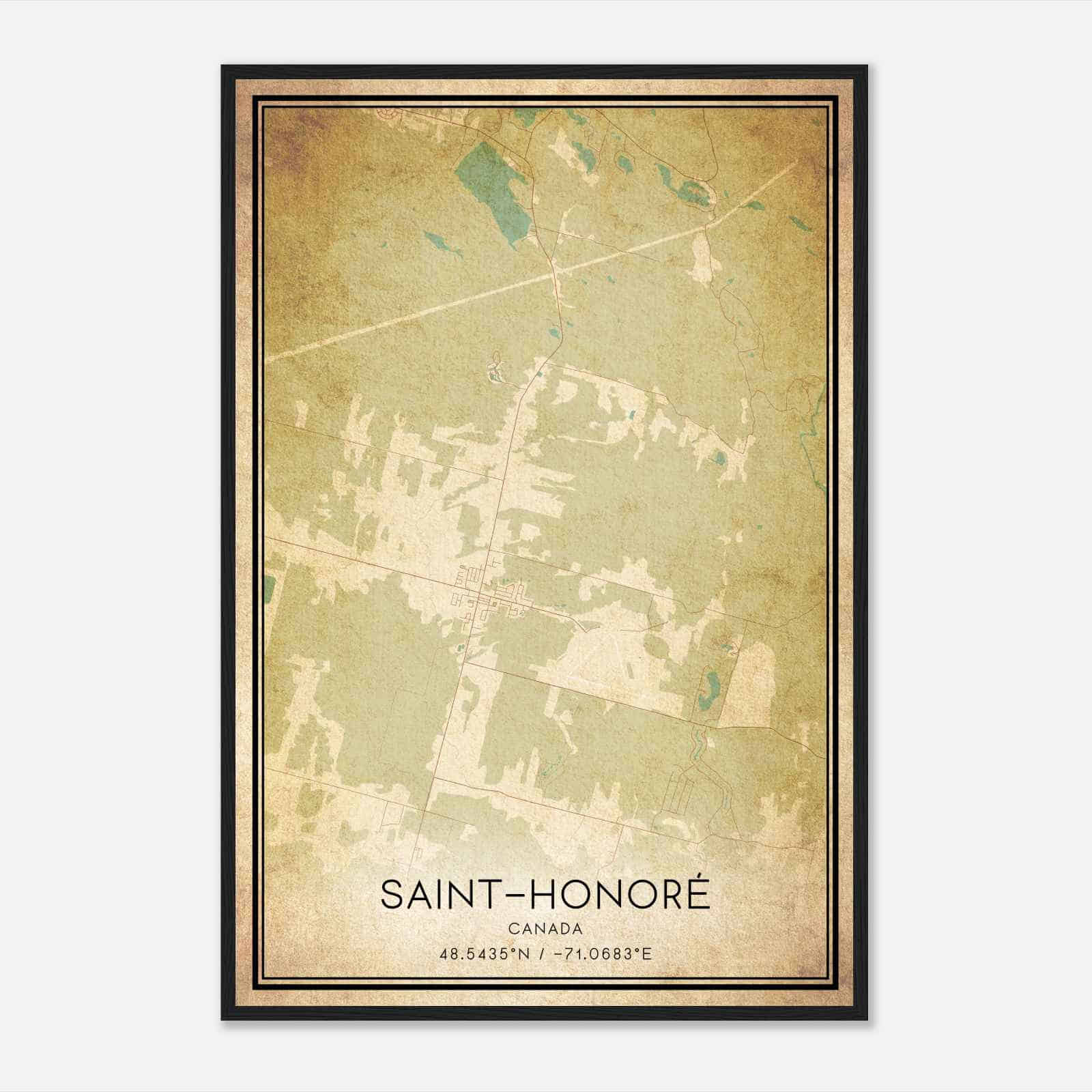 Vintage Saint-Honore Canada Map Poster, Saint-Honore City Road Wall Art Print