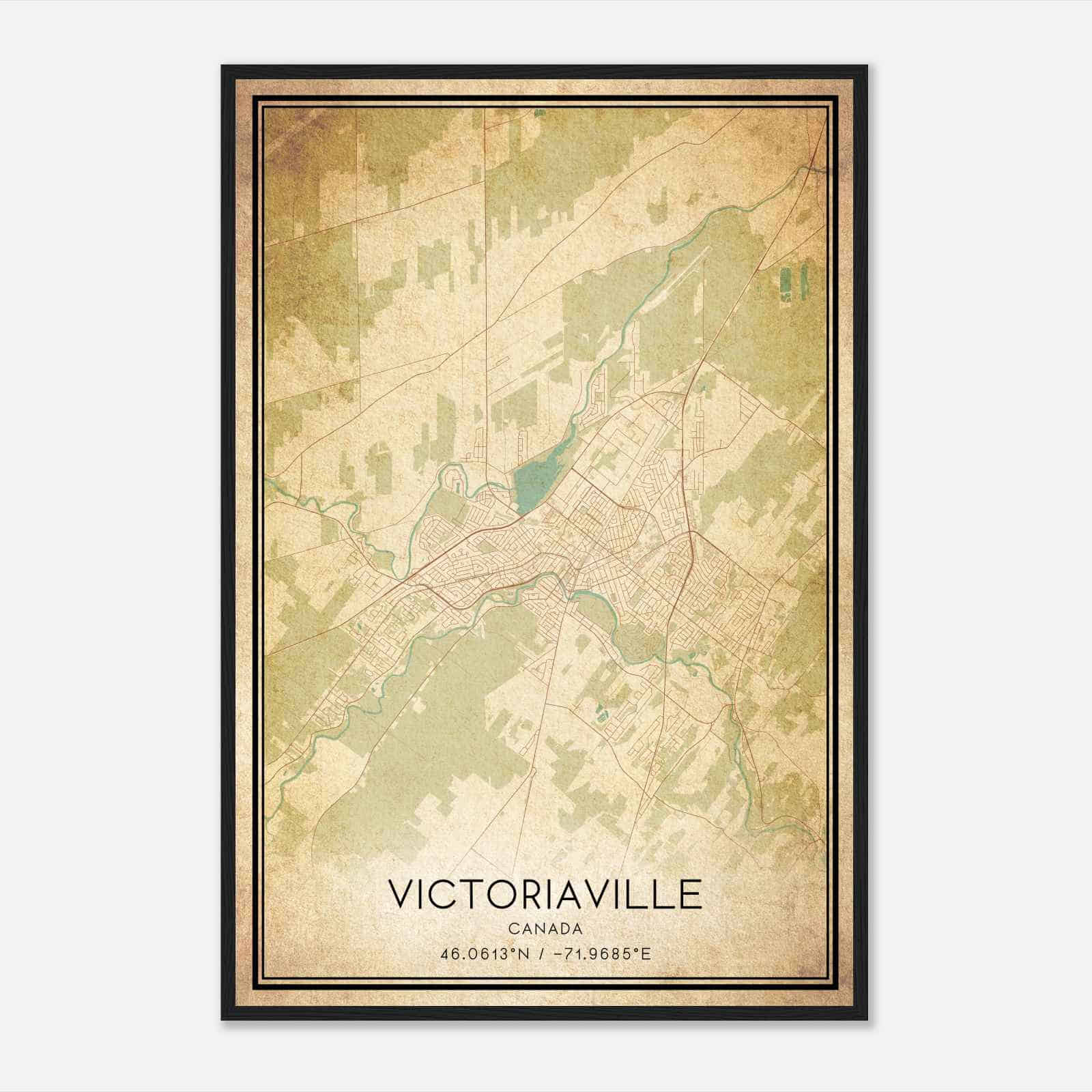 Vintage Victoriaville Canada Map Poster, Victoriaville City Road Wall Art Print