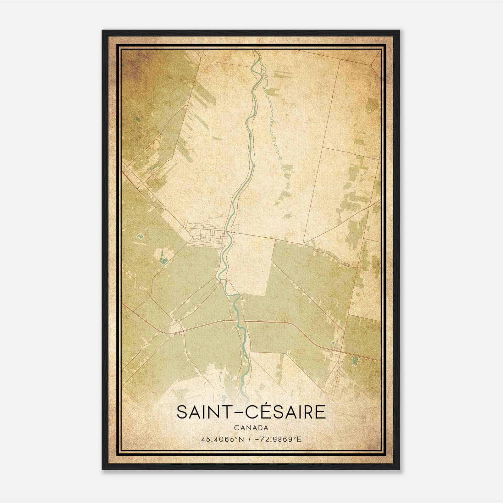 Vintage Saint-Cesaire Canada Map Poster, Saint-Cesaire City Road Wall Art Print