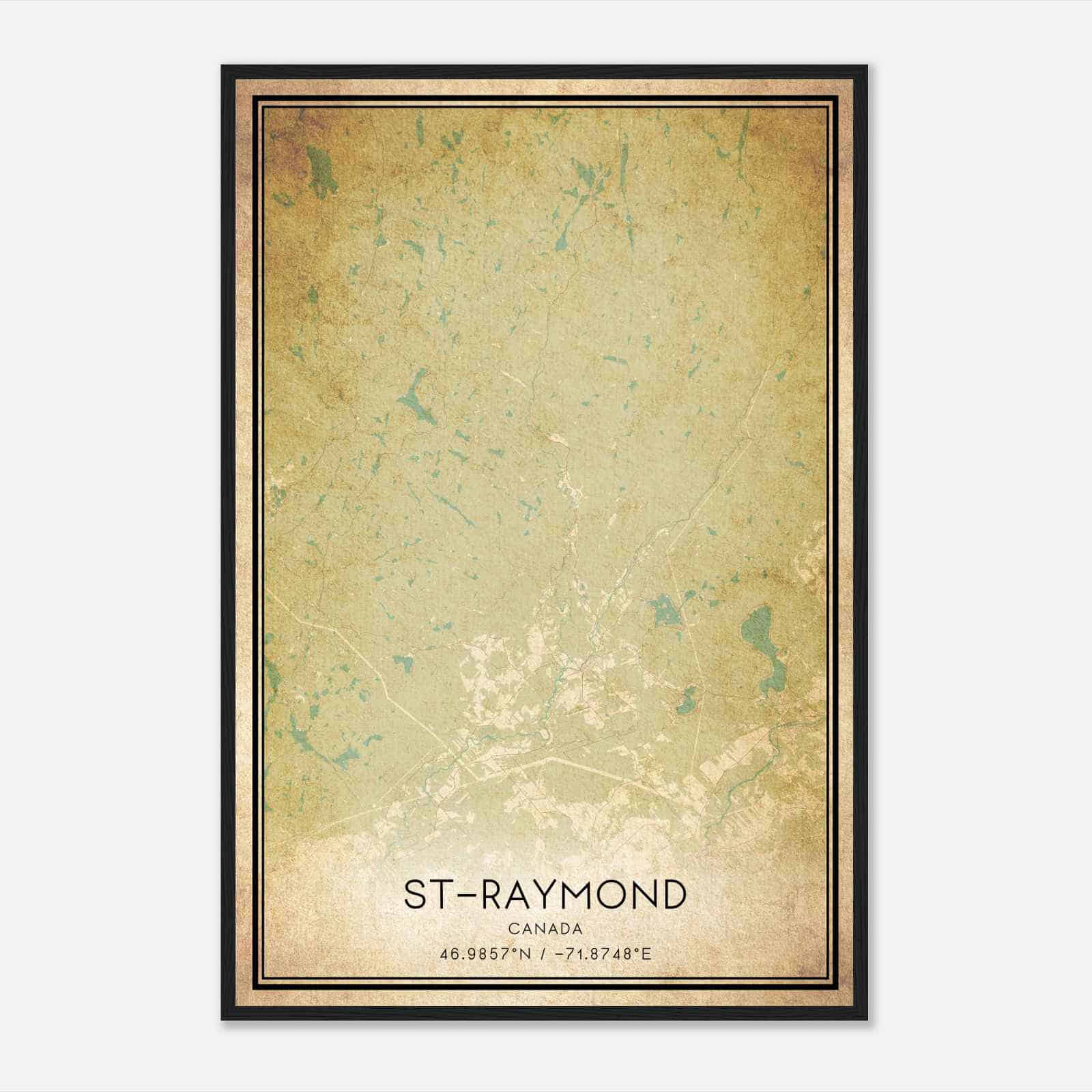 Vintage Saint-Raymond Canada Map Poster, Saint-Raymond City Road Wall Art Print