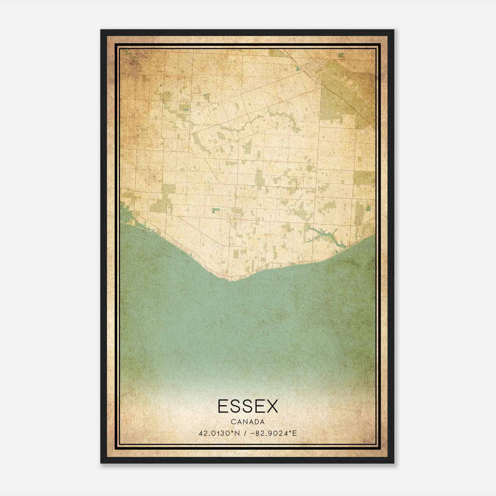 Vintage Essex Canada Map Poster, Essex City Road Wall Art Print