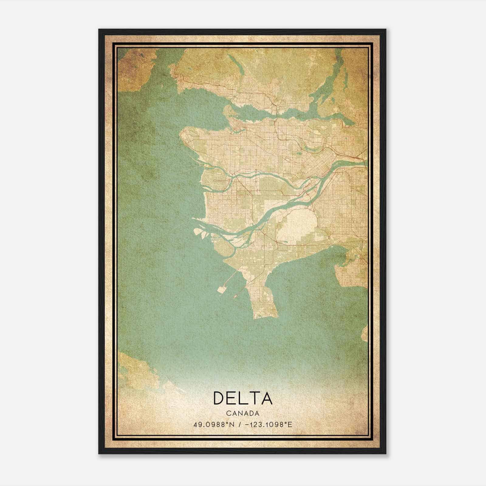 Vintage Delta Canada Map Poster, Delta City Road Wall Art Print