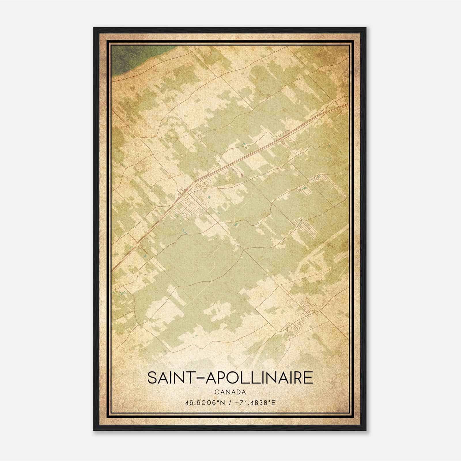 Vintage Saint-Apollinaire Canada Map Poster, Saint-Apollinaire City Road Wall Art Print