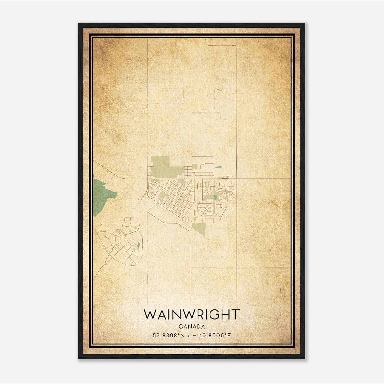 Vintage Wainwright Canada Map Poster, Wainwright City Road Wall Art Print