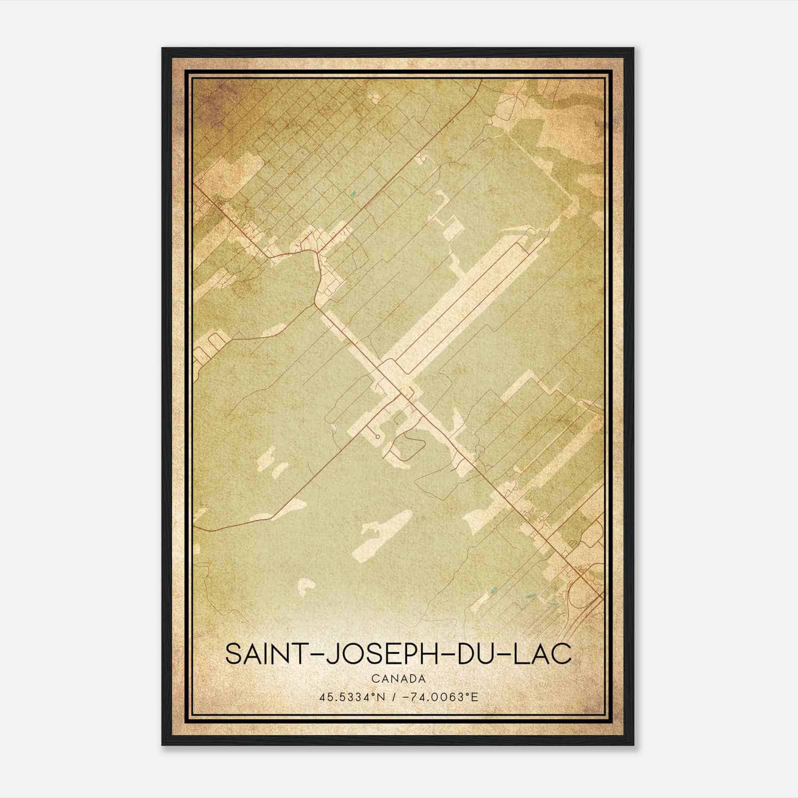 Vintage Saint-Joseph-du-Lac Canada Map Poster, Saint-Joseph-du-Lac City Road Wall Art Print