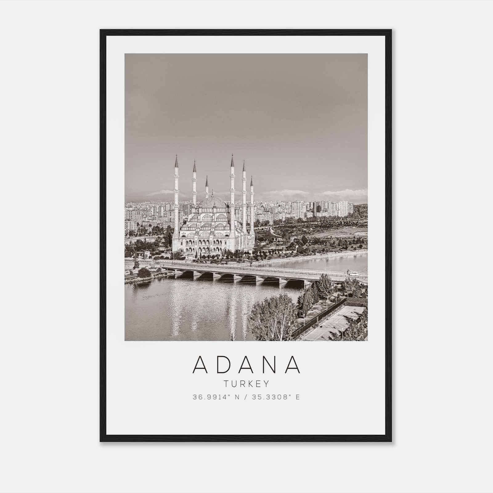 Adana Turkey Travel Photo Poster BW, Adana Travel Print, Minimalist Travel Poster Print