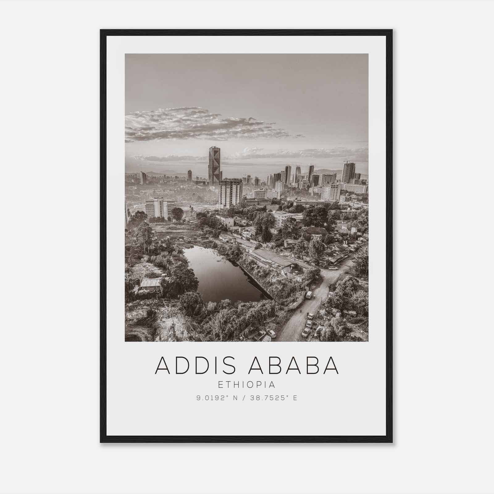 Addis Ababa Ethiopia Travel Photo Poster BW, Addis Ababa Travel Print, Minimalist Travel Poster Print