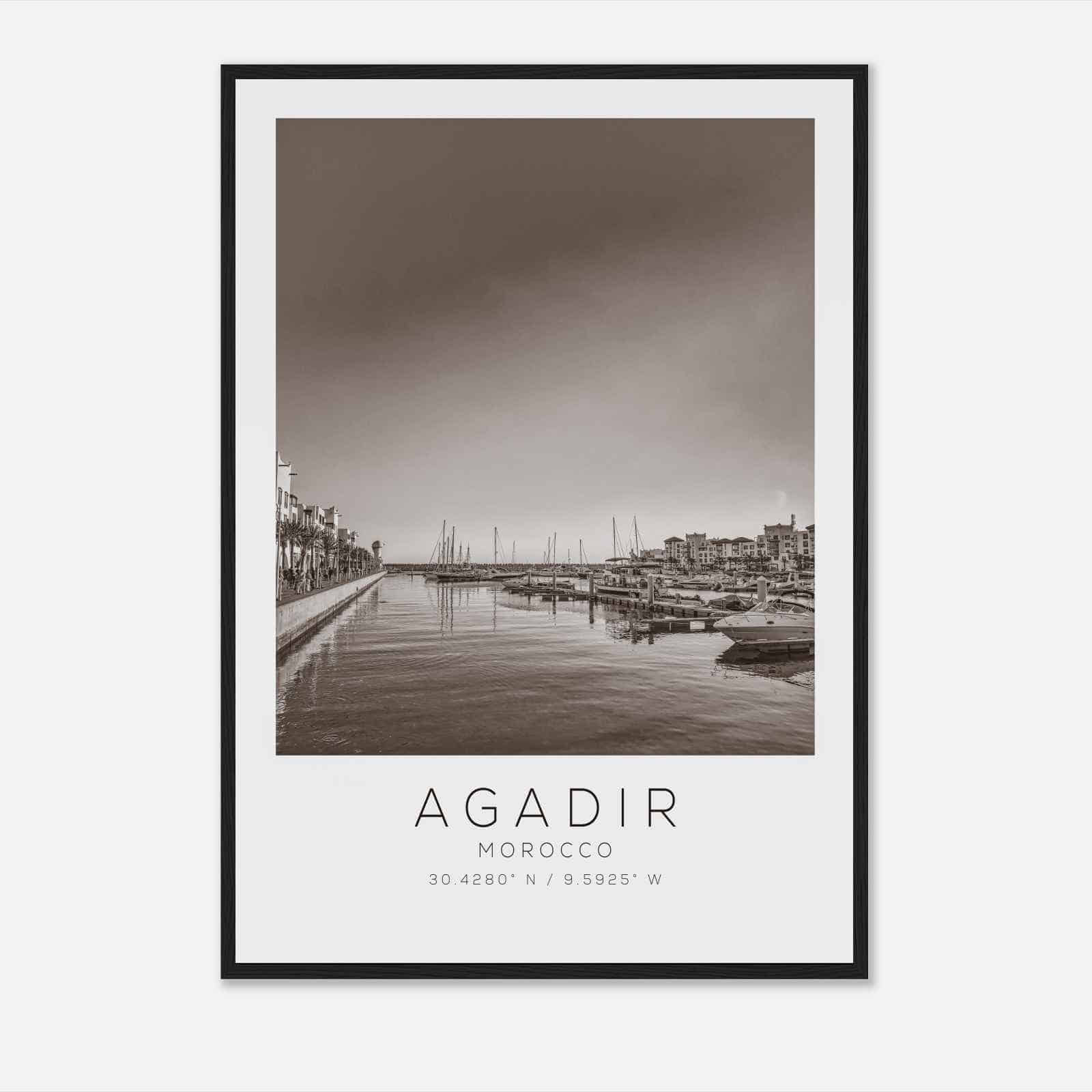 Agadir Morocco Travel Photo Poster BW, Agadir Travel Print, Minimalist Travel Poster Print