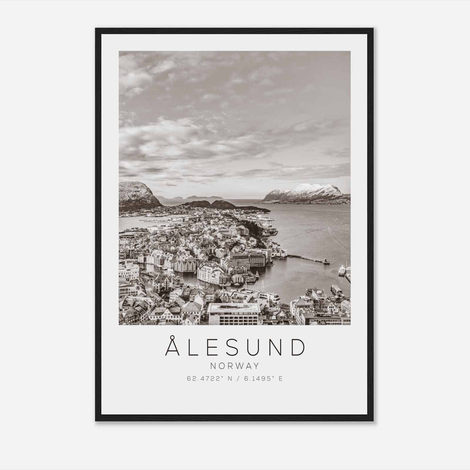 Alesund Norway Travel Photo Poster BW, Alesund Travel Print, Minimalist Travel Poster Print