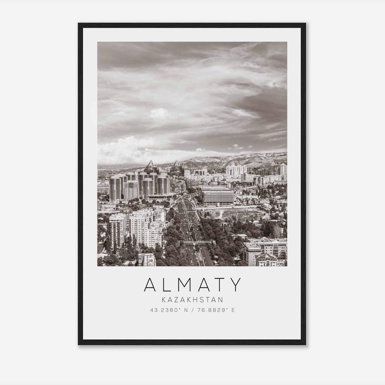 Almaty Kazakhstan Travel Photo Poster BW, Almaty Travel Print, Minimalist Travel Poster Print