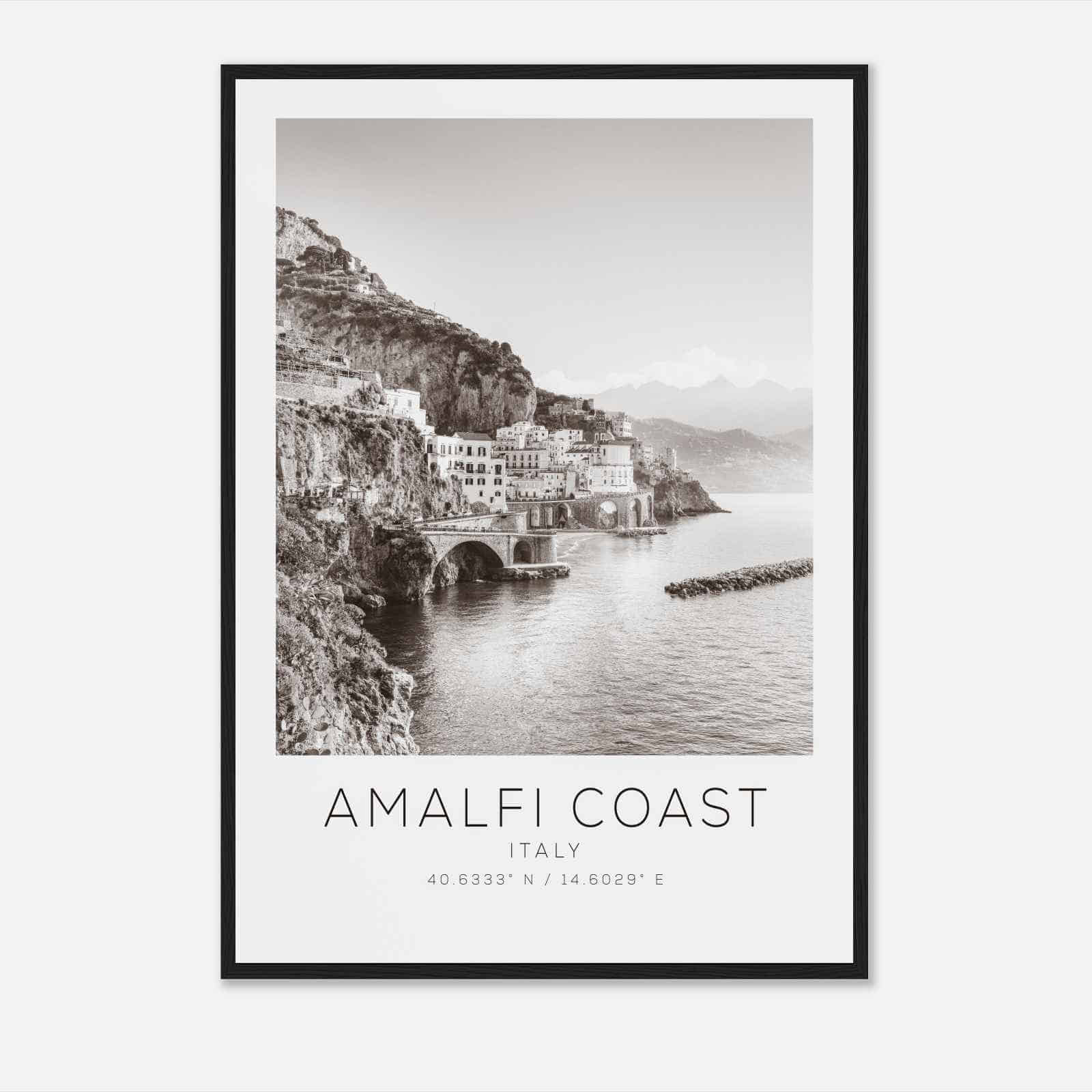 Amalfi Coast Italy Travel Photo Poster BW, Amalfi Coast Travel Print, Minimalist Travel Poster Print DS2