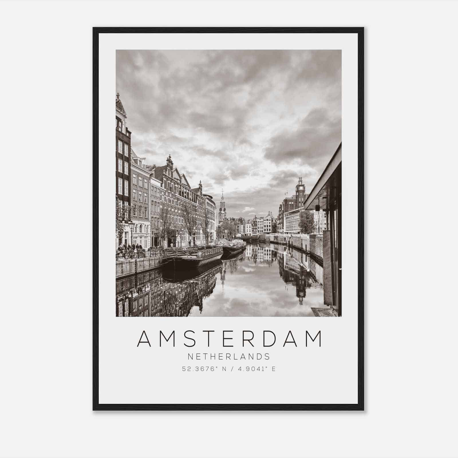 Amsterdam Netherlands Travel Photo Poster BW, Amsterdam Travel Print, Minimalist Travel Poster Print DS2