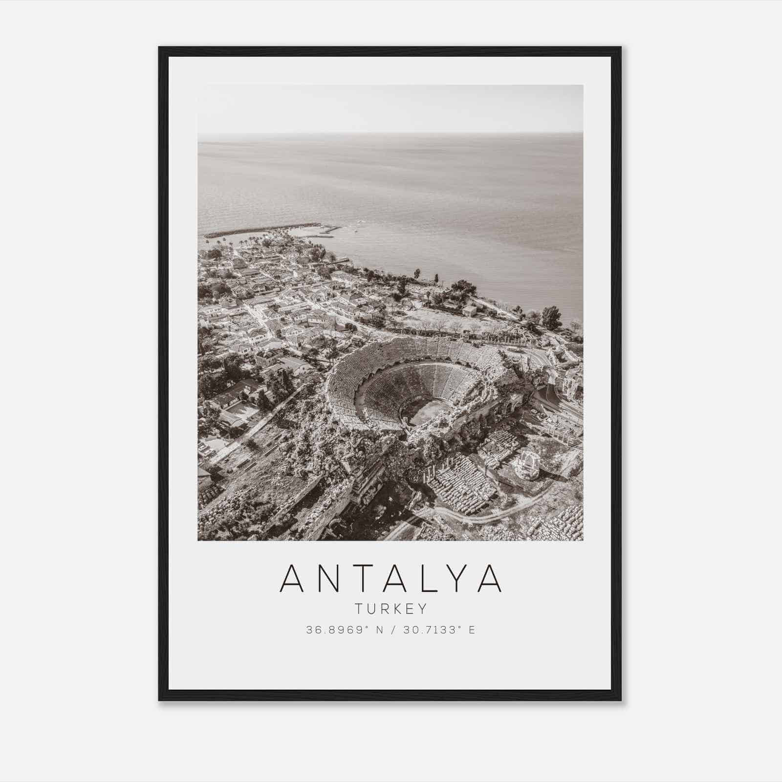 Antalya Turkey Travel Photo Poster BW, Antalya Travel Print, Minimalist Travel Poster Print
